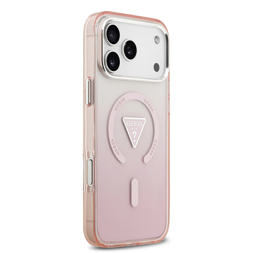 Futrola MagSafe za Apple iPhone 17 Pro Max, Guess, IML Gradient Triangle Logo, Roze