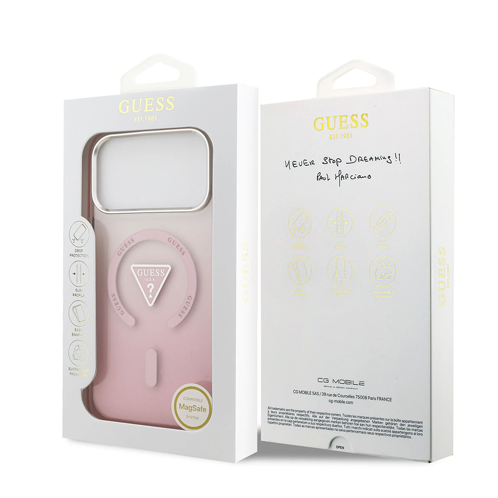 Futrola MagSafe za Apple iPhone 17 Pro Max, Guess, IML Gradient Triangle Logo, Roze