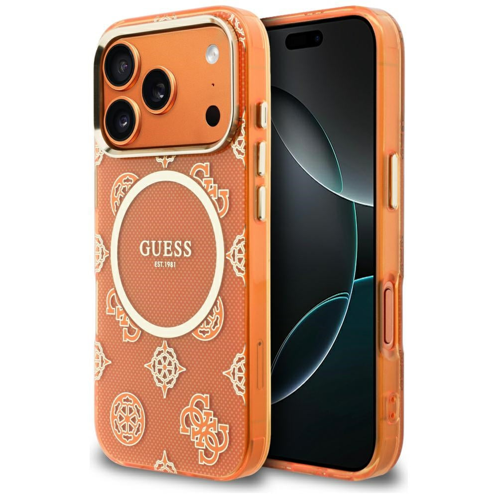 Futrola MagSafe za Apple iPhone 17 Pro Max, Guess, IML Peony Dot, Narandžasta