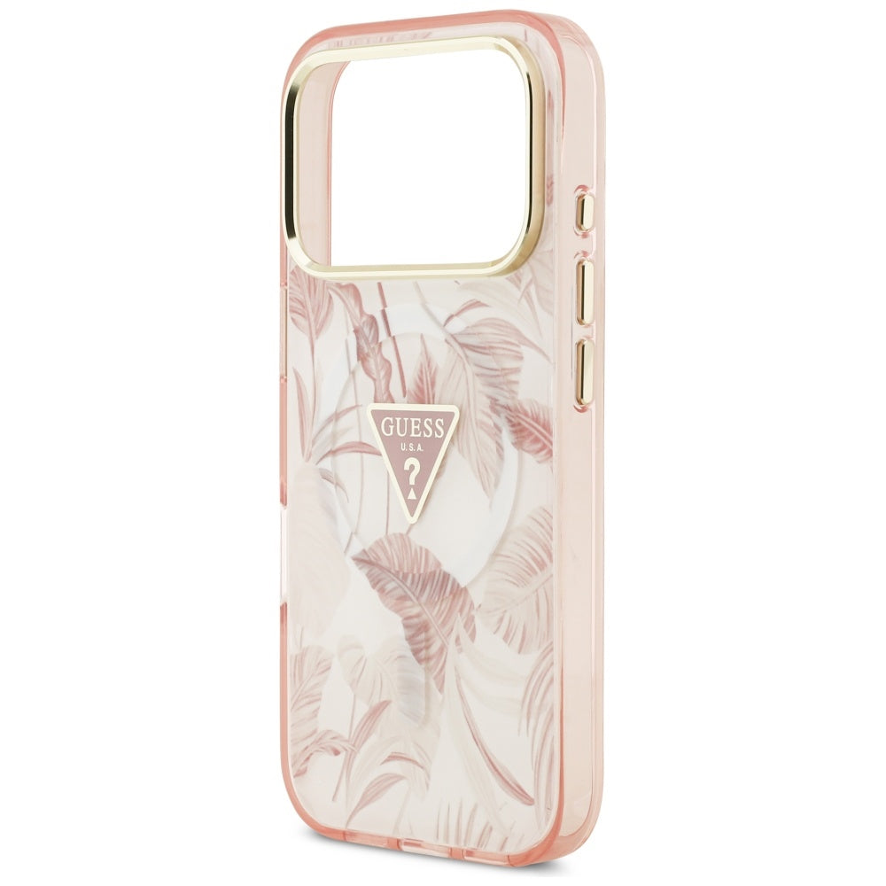 Futrola MagSafe za Apple iPhone 17 Pro Max, Guess, Jungle Tonal Triangle, Roze