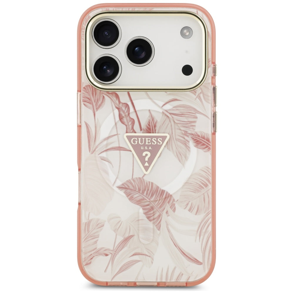 Futrola MagSafe za Apple iPhone 17 Pro Max, Guess, Jungle Tonal Triangle, Roze
