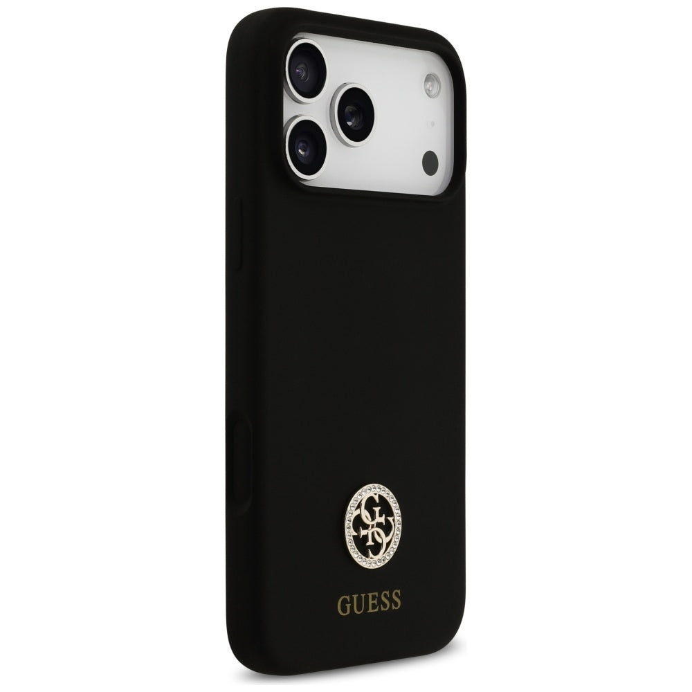 Futrola MagSafe za Apple iPhone 17 Pro Max, Guess, Logo Strass 4G, Crna