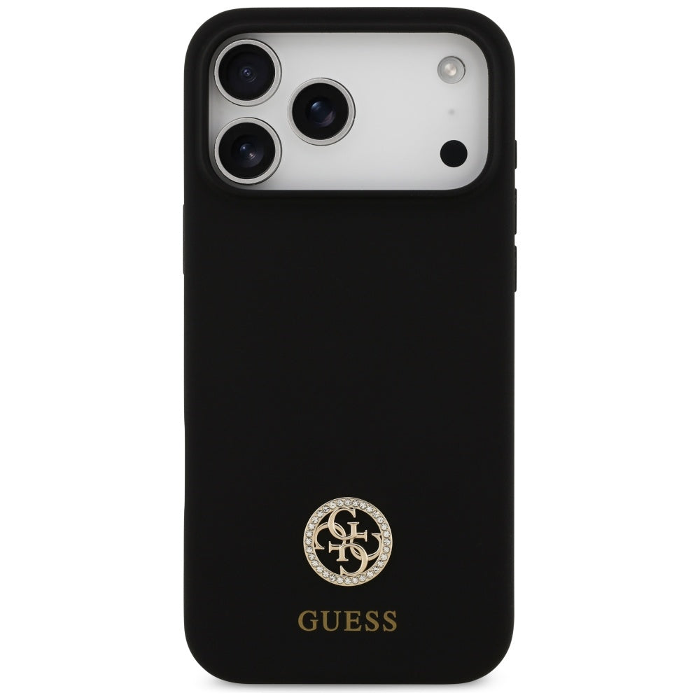 Futrola MagSafe za Apple iPhone 17 Pro Max, Guess, Logo Strass 4G, Crna