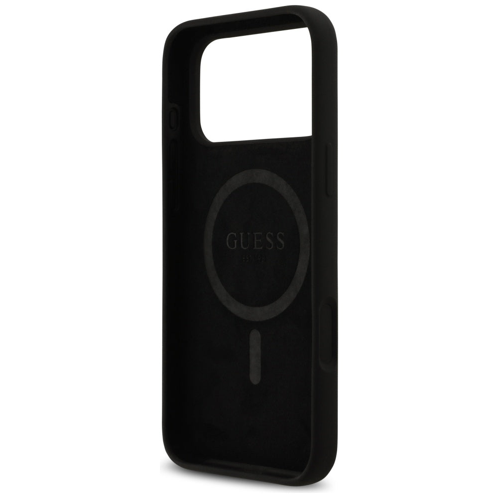 Futrola MagSafe za Apple iPhone 17 Pro Max, Guess, Logo Strass 4G, Crna