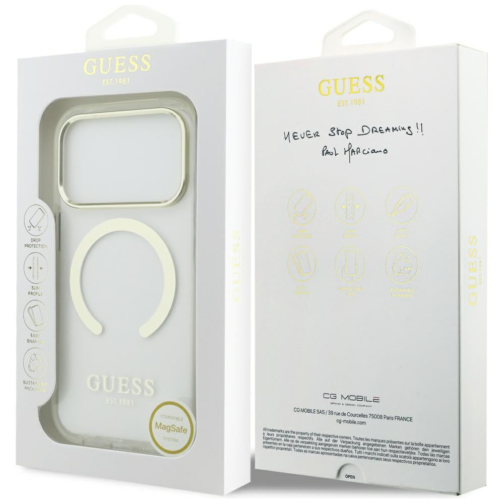 Futrola MagSafe za Apple iPhone 17 Pro Max, Guess, Metal Outline, Zlatna