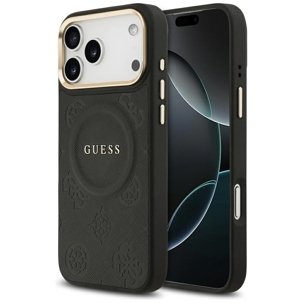 Husa MagSafe za Apple iPhone 17 Pro Max, Guess, Peony Hot Stamp, Crna