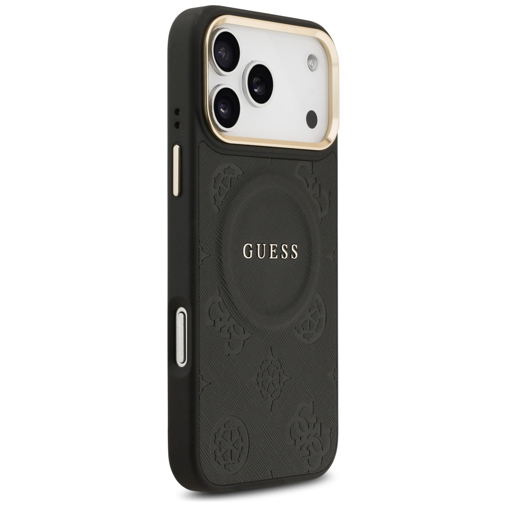 Husa MagSafe za Apple iPhone 17 Pro Max, Guess, Peony Hot Stamp, Crna