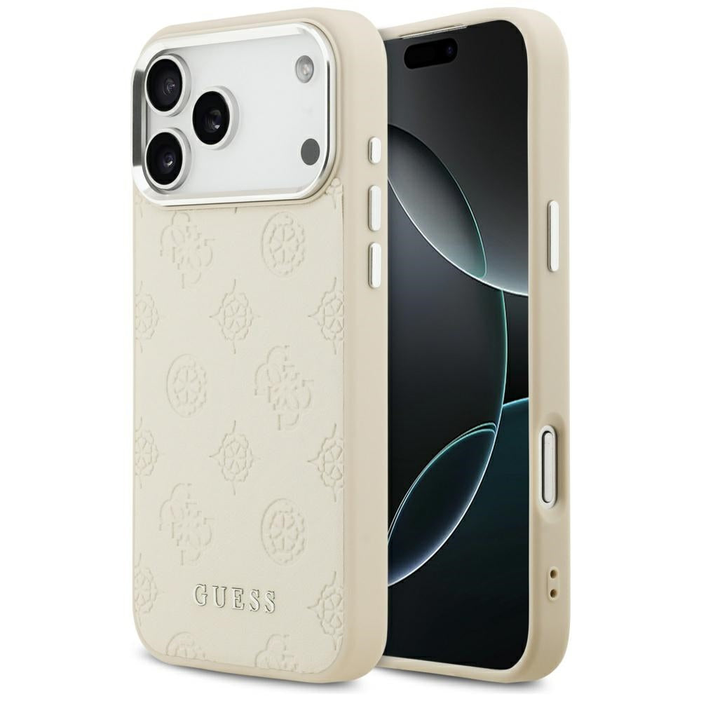 Futrola MagSafe za Apple iPhone 17 Pro Max, Guess, Peony Hot Stamp Script, Bež