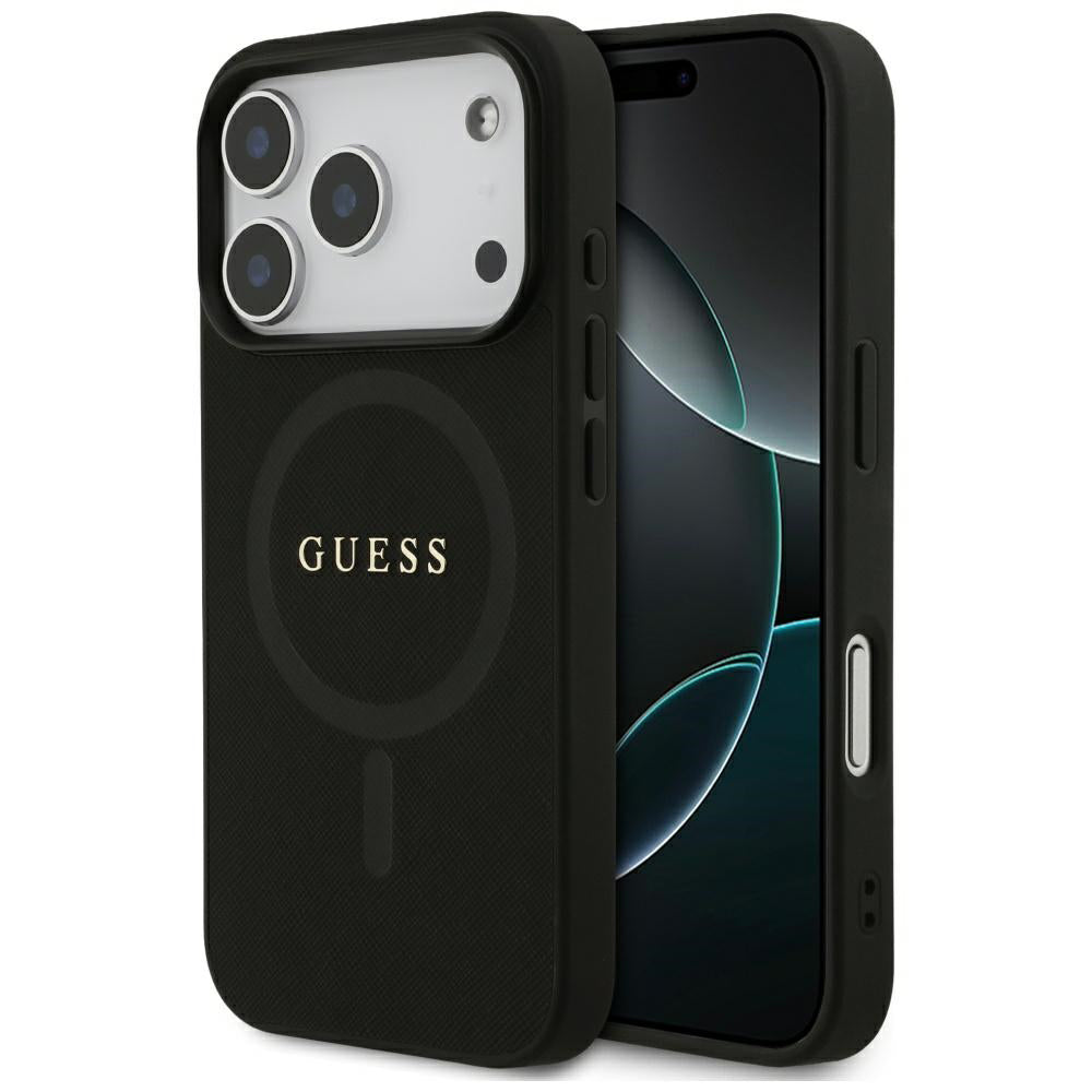 Futrola MagSafe za Apple iPhone 17 Pro Max, Guess, Saffiano Classic Logo, Crna