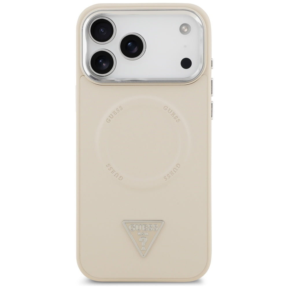 Futrola MagSafe za Apple iPhone 17 Pro Max, Guess, Triangle Logo, Bež Srebrna