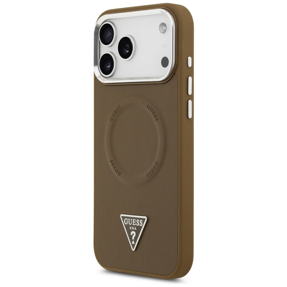Futrola MagSafe za Apple iPhone 17 Pro Max, Guess, Triangle Logo, Braon Srebrna