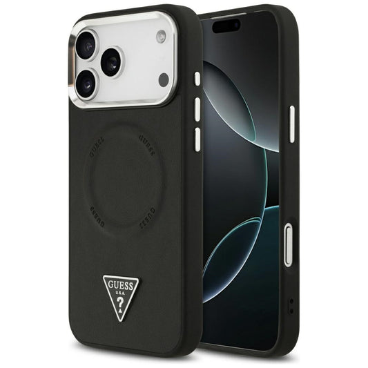 Futrola MagSafe za Apple iPhone 17 Pro Max, Guess, Triangle Logo, Crno Srebrna