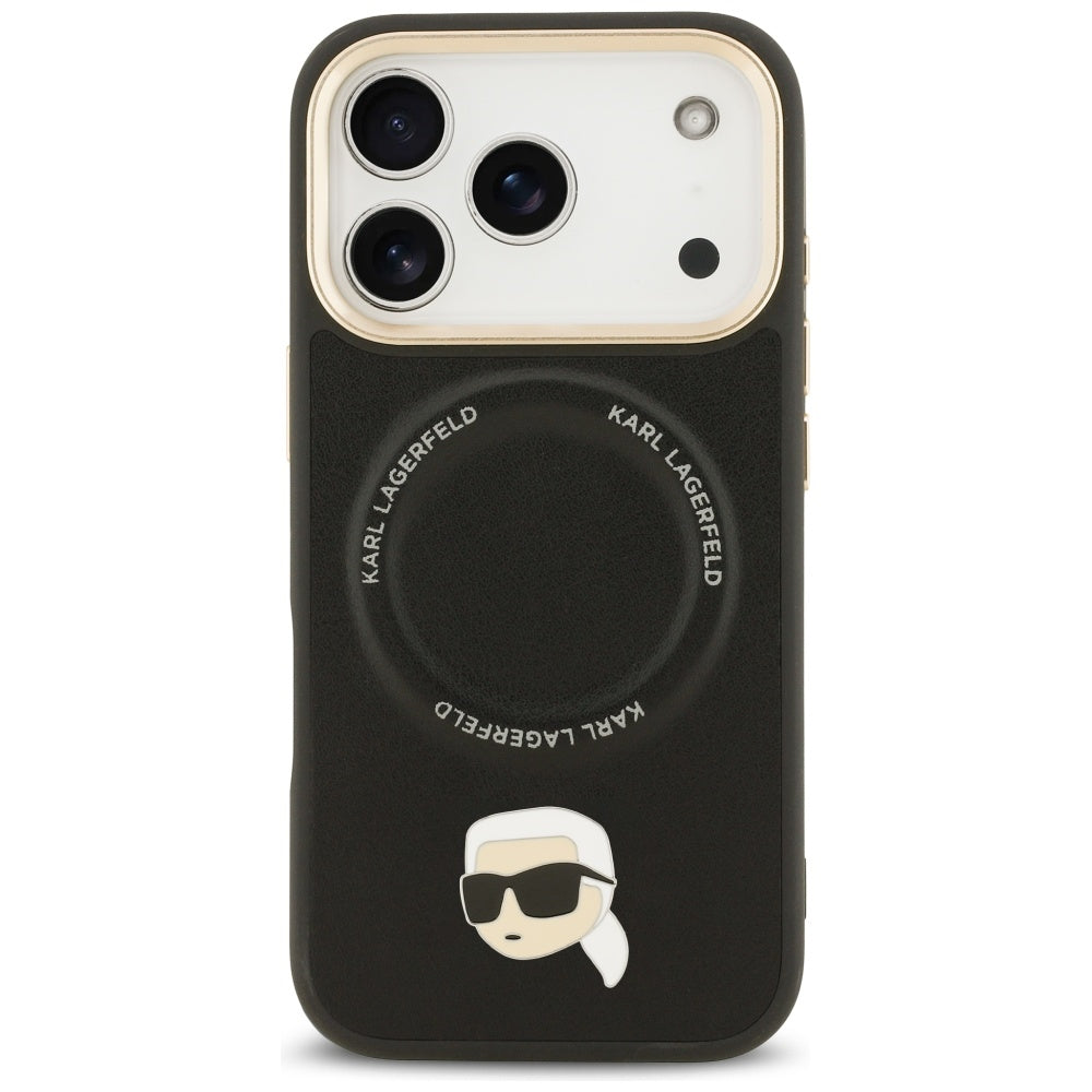 Husa MagSafe za Apple iPhone 17 Pro Max, Karl Lagerfeld, Big Strap Karl Metal Logo, Crna