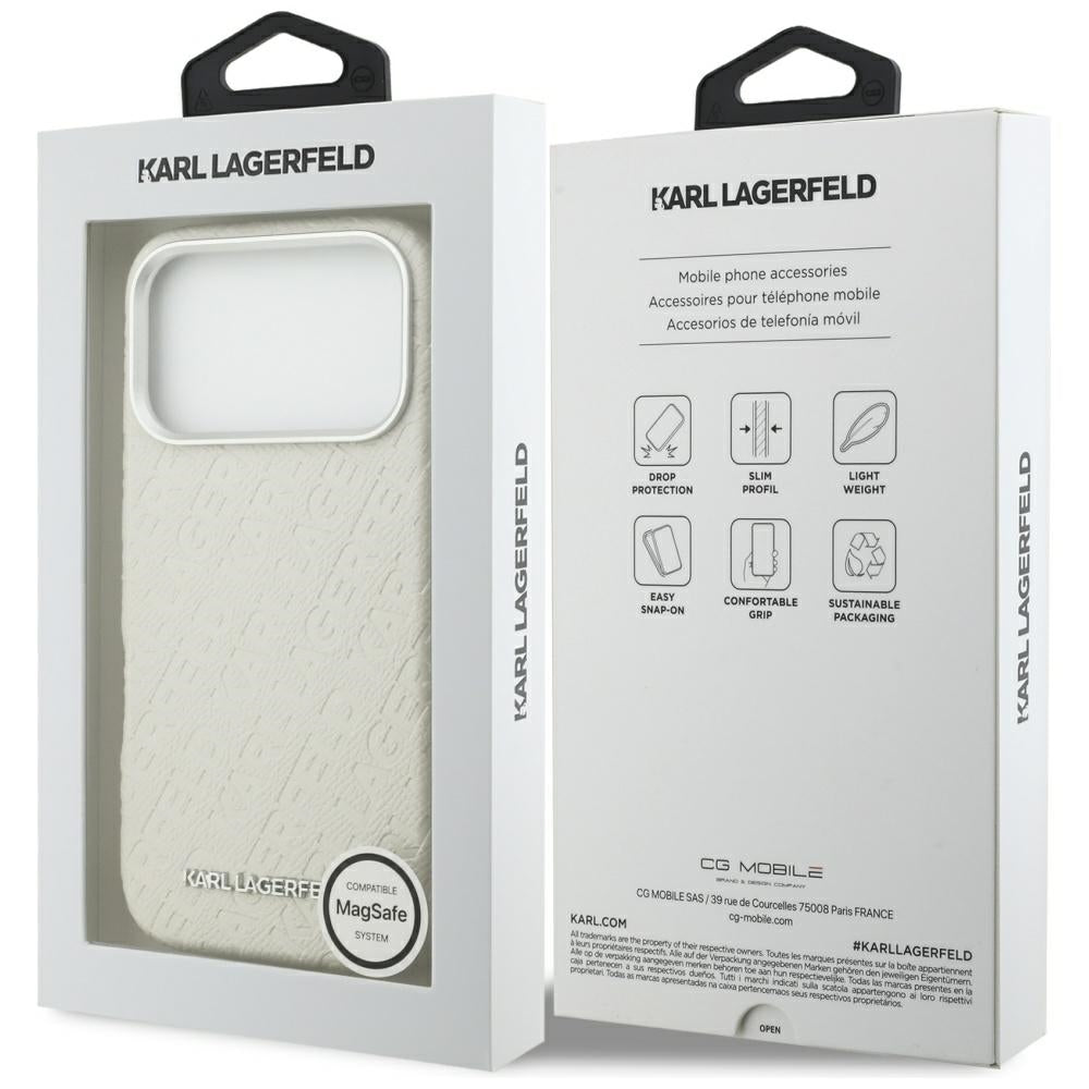Futrola MagSafe za Apple iPhone 17 Pro Max, Karl Lagerfeld, FW Stamped Karl, Bež