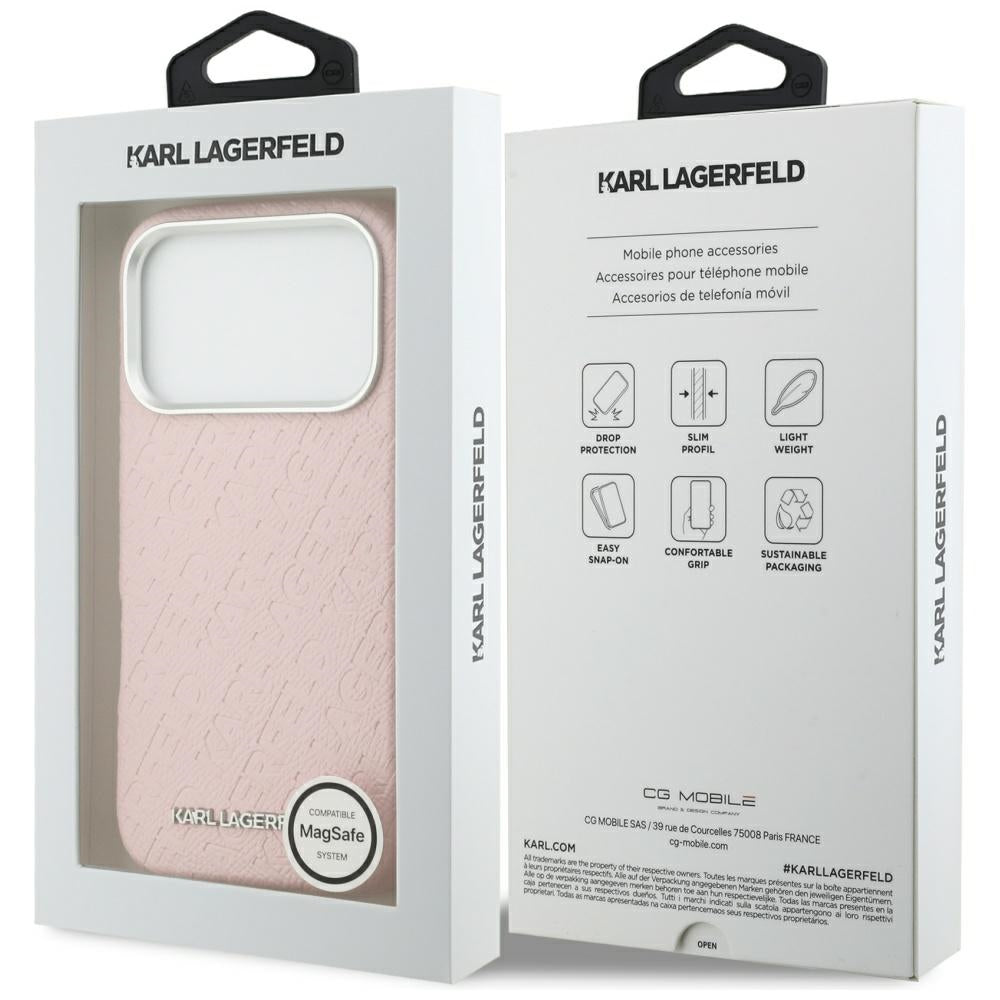 Futrola MagSafe za Apple iPhone 17 Pro Max, Karl Lagerfeld, FW Stamped Karl, Roze
