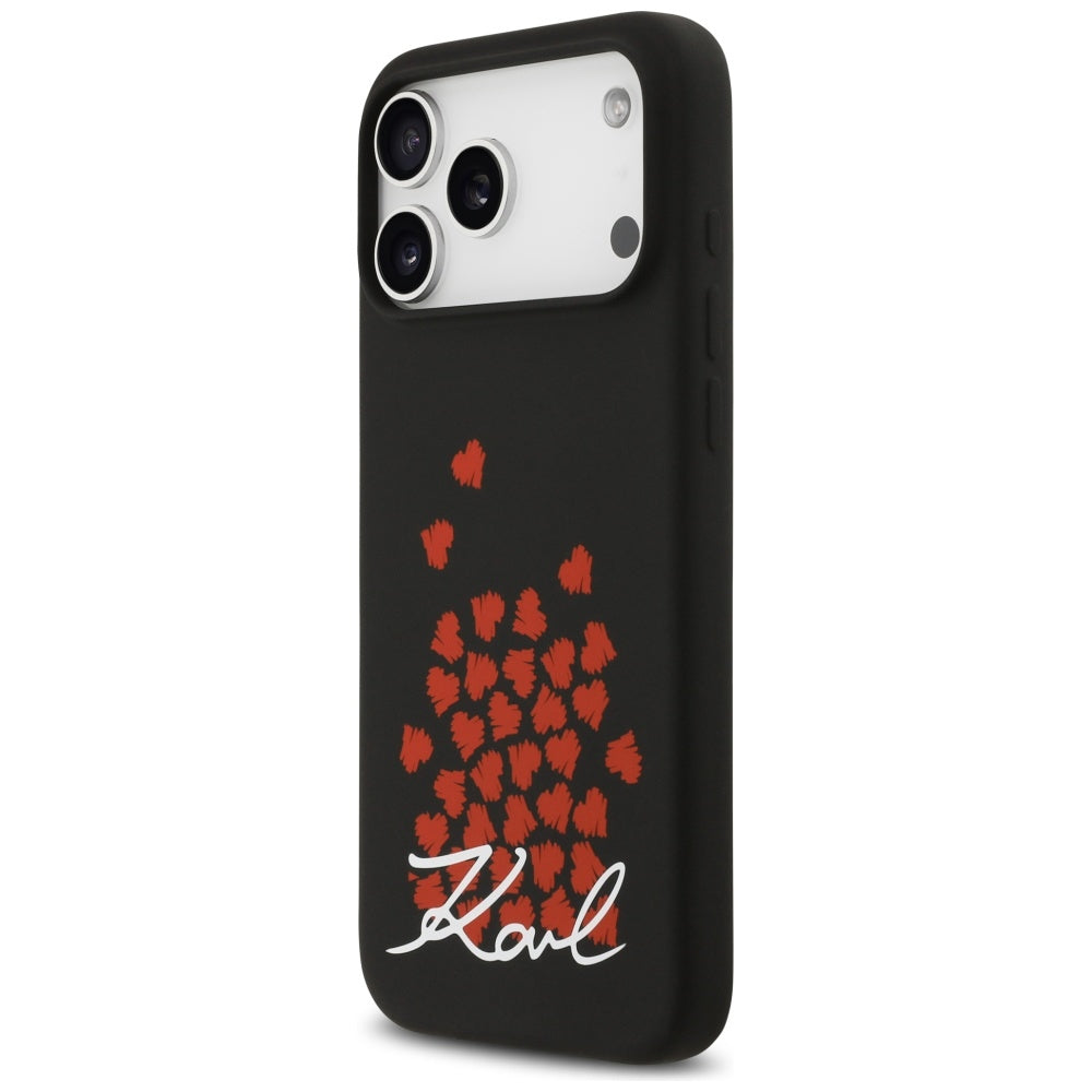 Futrola MagSafe za Apple iPhone 17 Pro Max, Karl Lagerfeld, Heart Sign Logo, Crna