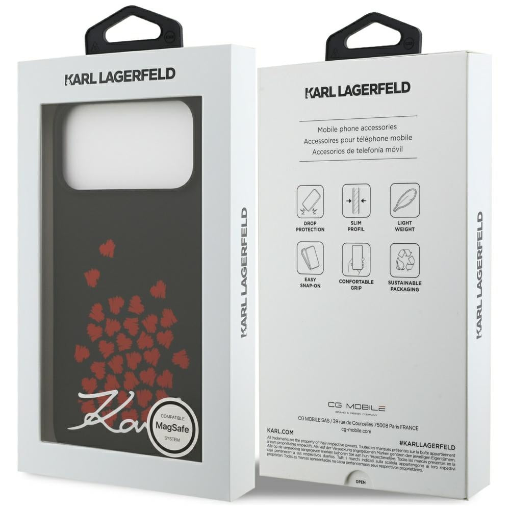 Futrola MagSafe za Apple iPhone 17 Pro Max, Karl Lagerfeld, Heart Sign Logo, Crna