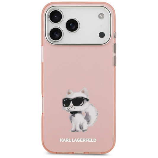 Futrola MagSafe za Apple iPhone 17 Pro Max, Karl Lagerfeld, IML Aquarelle Logo Choupette, Roze