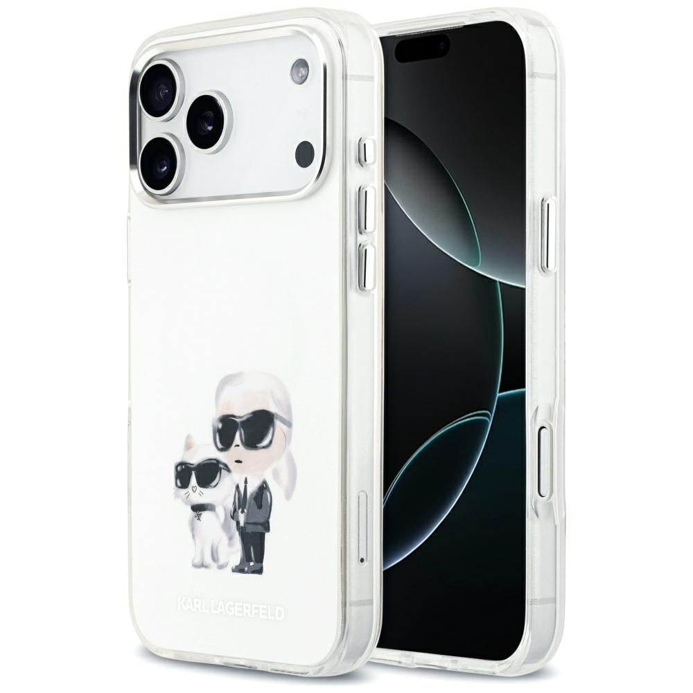 Futrola MagSafe za Apple iPhone 17 Pro Max, Karl Lagerfeld, IML Aquarelle Logo Karl & Choupette, Bela