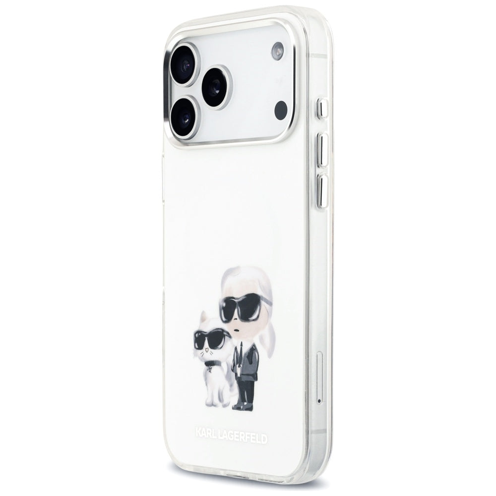 Futrola MagSafe za Apple iPhone 17 Pro Max, Karl Lagerfeld, IML Aquarelle Logo Karl & Choupette, Bela