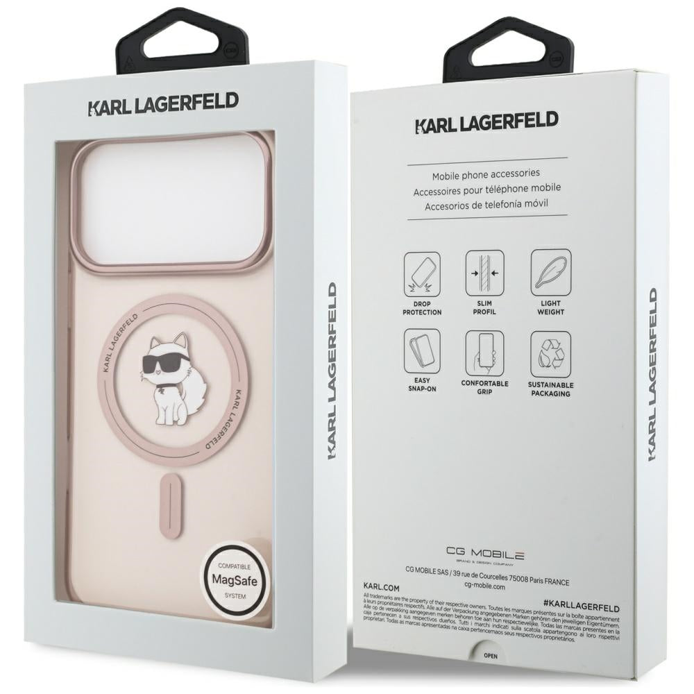 Futrola MagSafe za Apple iPhone 17 Pro Max, Karl Lagerfeld, IML Choupette, Roze