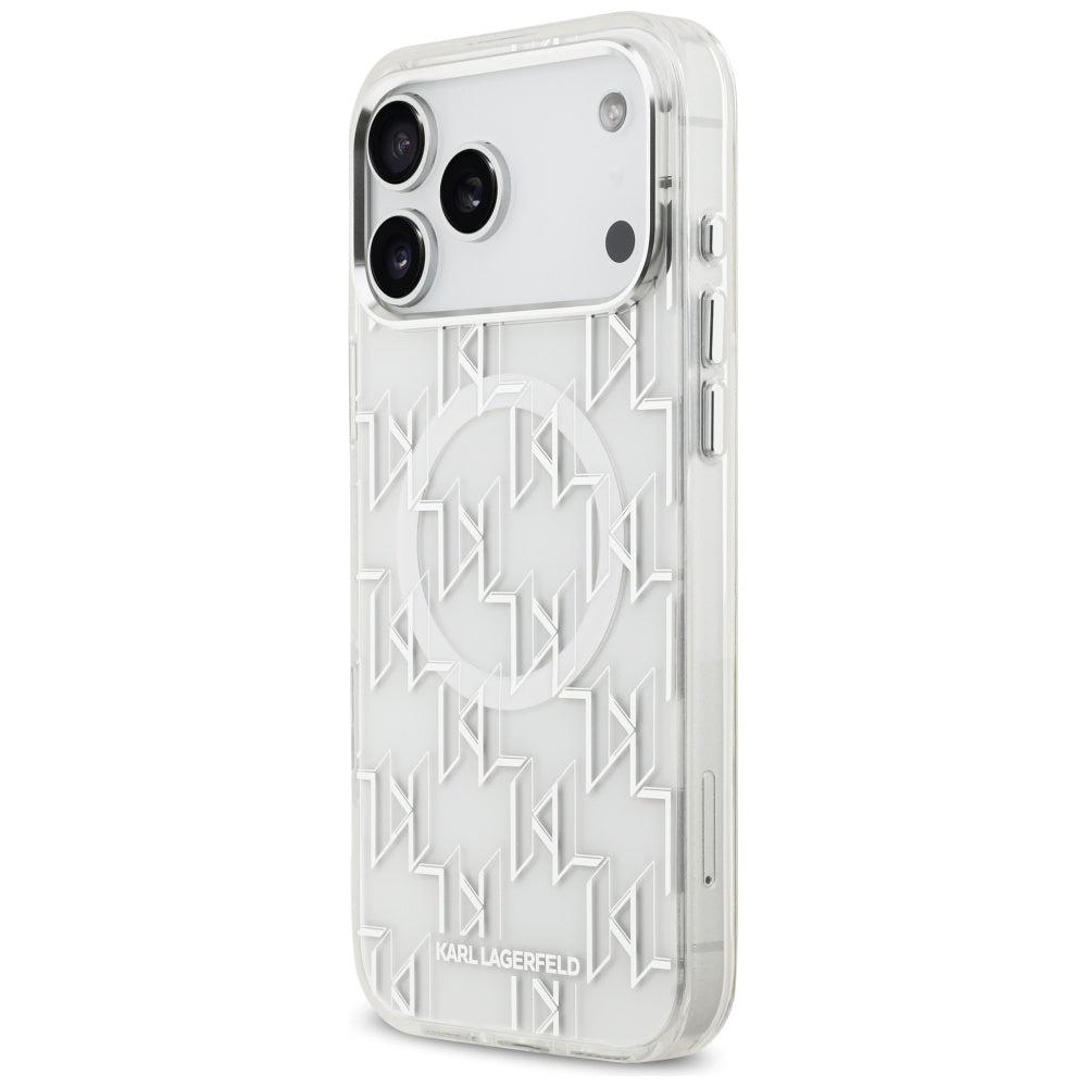 Futrola MagSafe za Apple iPhone 17 Pro Max, Karl Lagerfeld, IML KL Monogram, Bela.