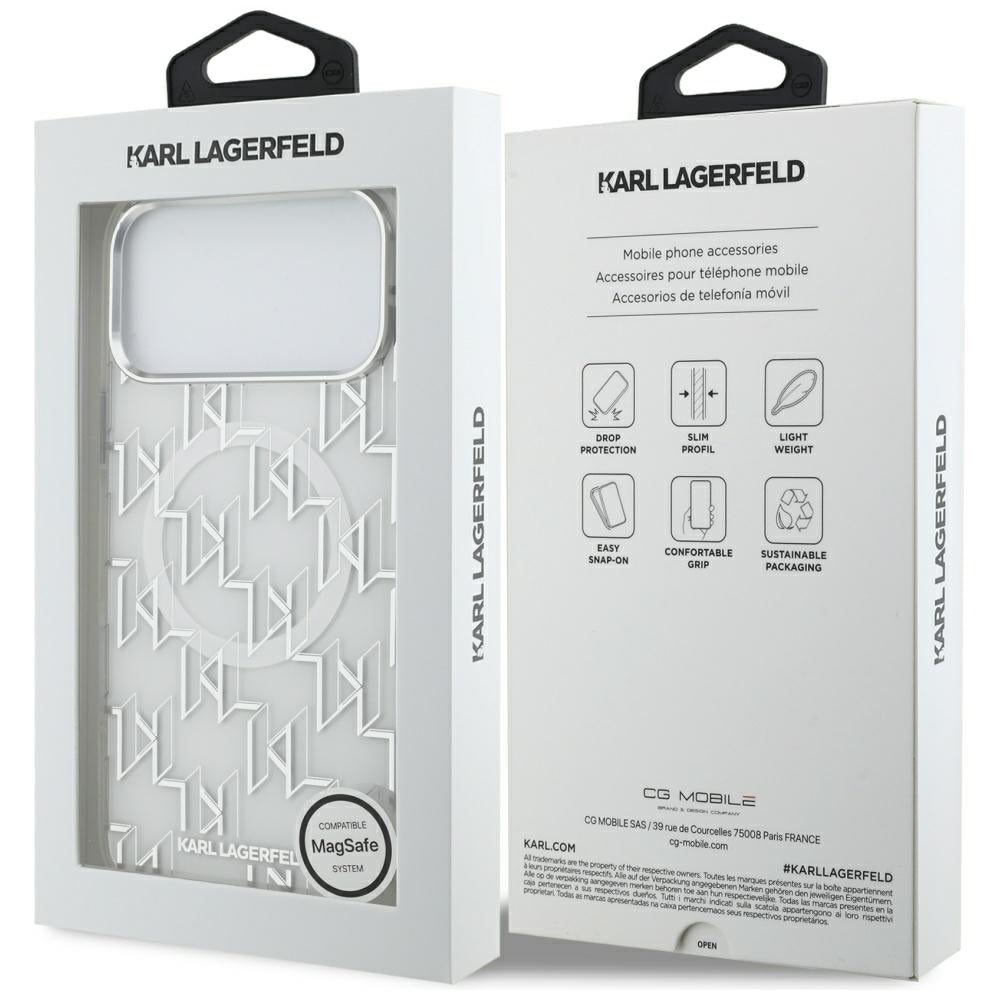 Futrola MagSafe za Apple iPhone 17 Pro Max, Karl Lagerfeld, IML KL Monogram, Bela.