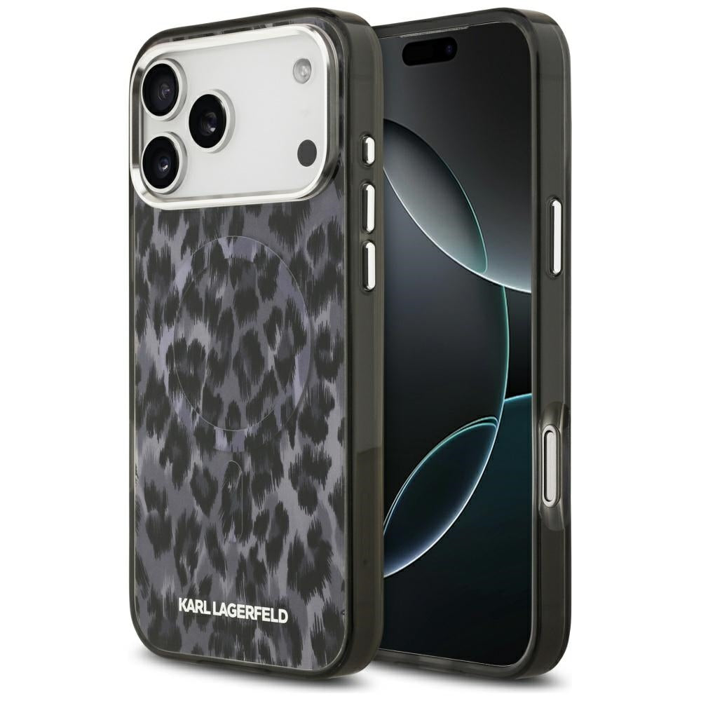 Futrola MagSafe za Apple iPhone 17 Pro Max, Karl Lagerfeld, IML Leopard Pattern, Crna