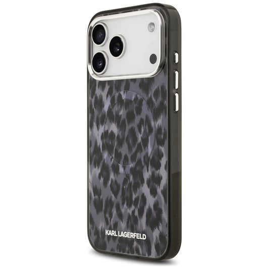 Futrola MagSafe za Apple iPhone 17 Pro Max, Karl Lagerfeld, IML Leopard Pattern, Crna