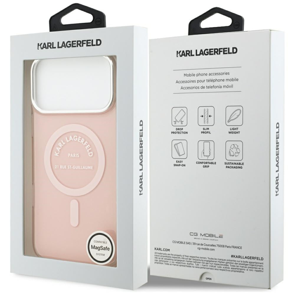 Futrola MagSafe za Apple iPhone 17 Pro Max, Karl Lagerfeld, IML Logo RSG, Roze