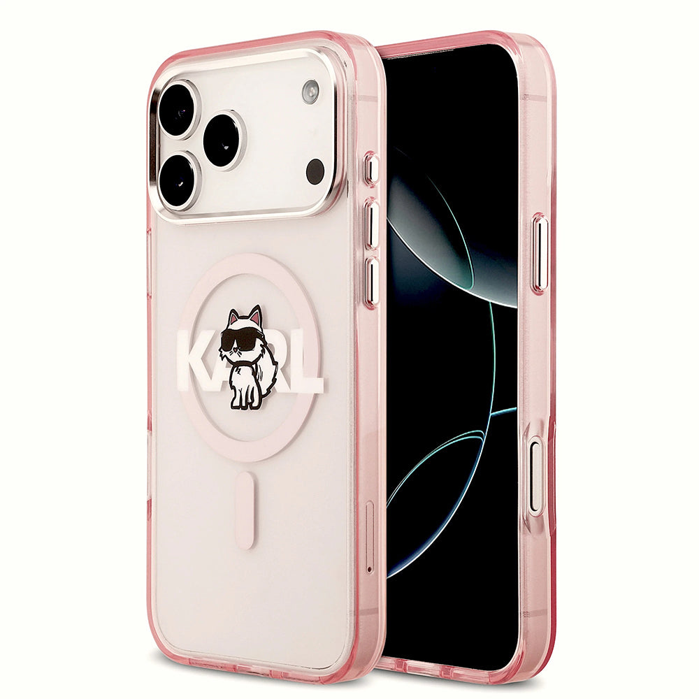Futrola MagSafe za Apple iPhone 17 Pro Max, Karl Lagerfeld, IML Sketch Logo Choupette, Roze