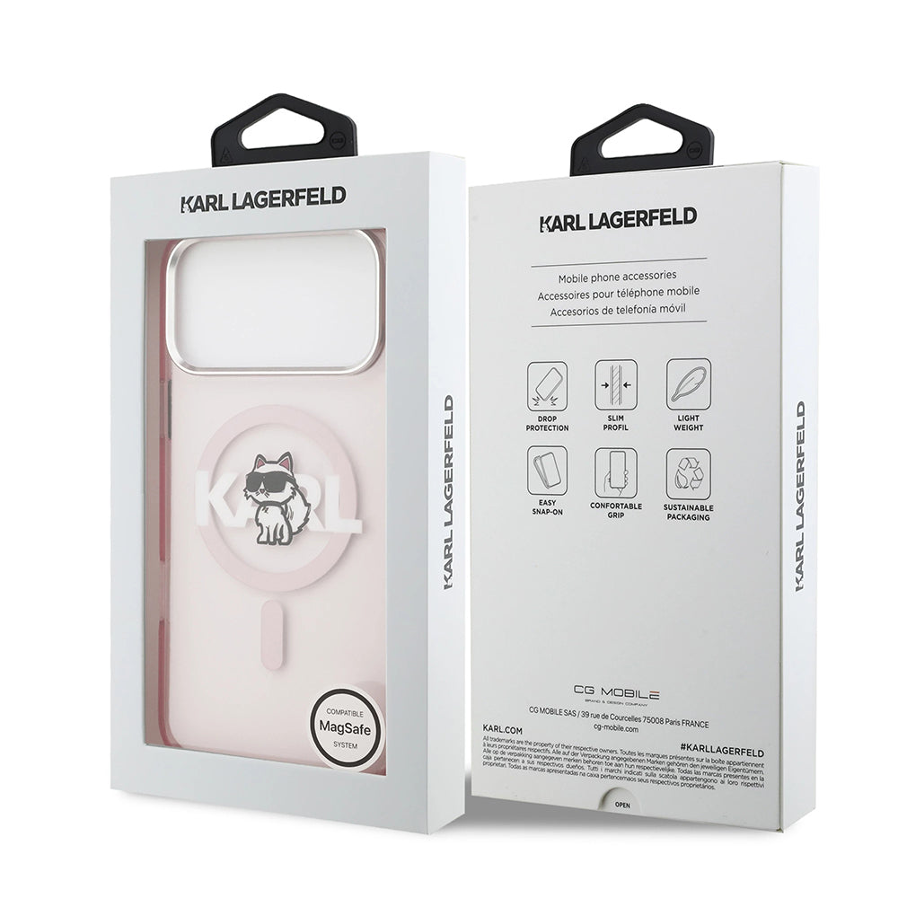 Futrola MagSafe za Apple iPhone 17 Pro Max, Karl Lagerfeld, IML Sketch Logo Choupette, Roze