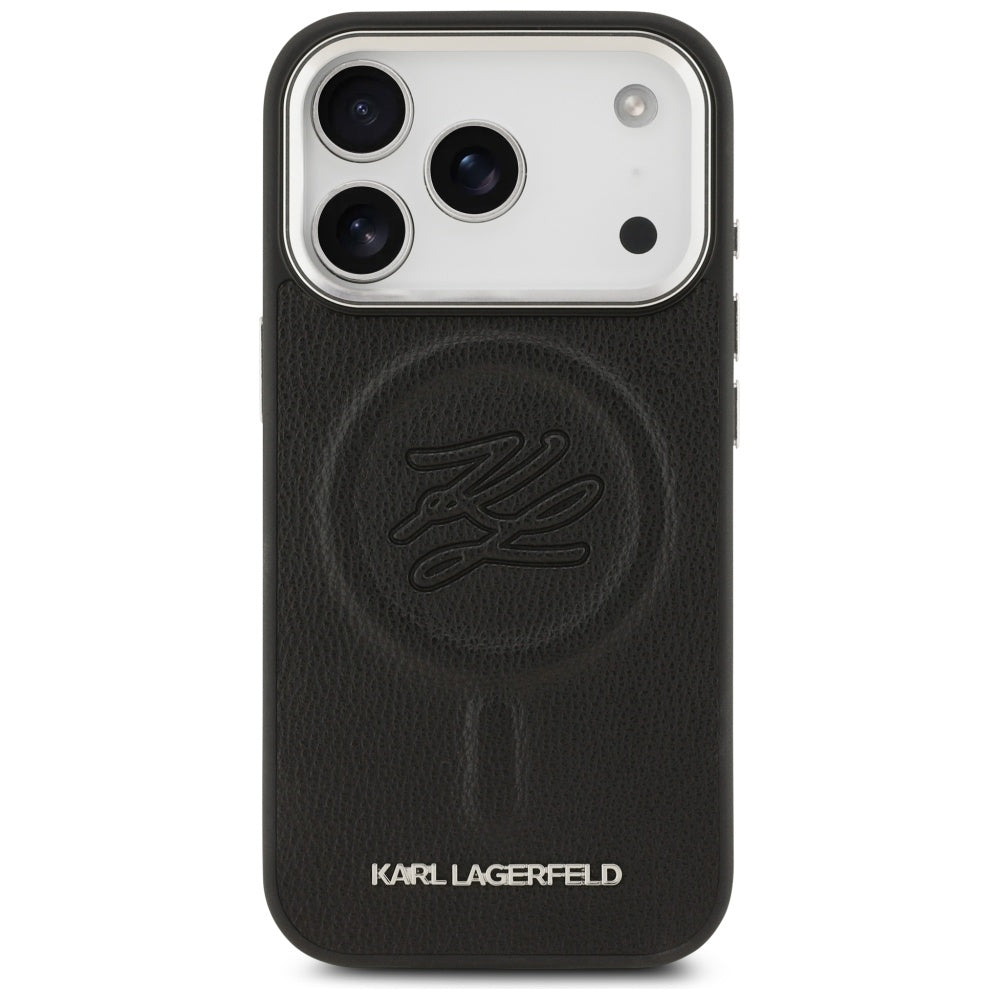 Futrola MagSafe za Apple iPhone 17 Pro Max, Karl Lagerfeld, Initial & Metal Logo, Crna