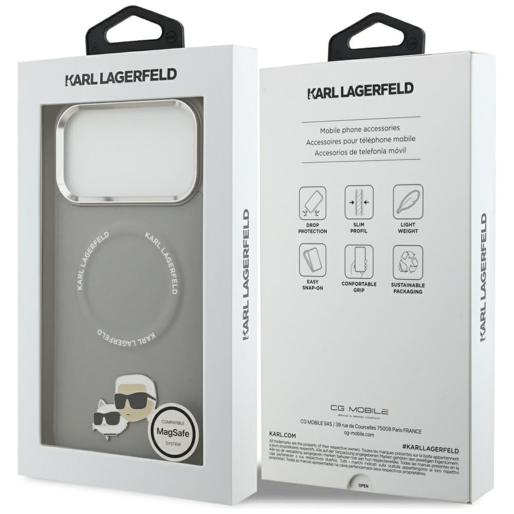 Futrola MagSafe za Apple iPhone 17 Pro Max, Karl Lagerfeld, Karl & Choupette Pins, Siva