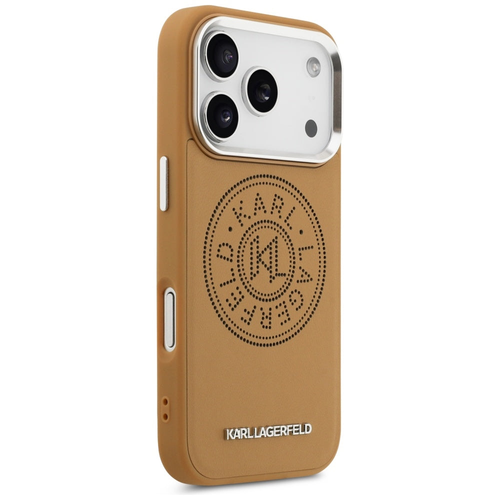 Futrola MagSafe za Apple iPhone 17 Pro Max, Karl Lagerfeld, Point & Metal Logo, Braon