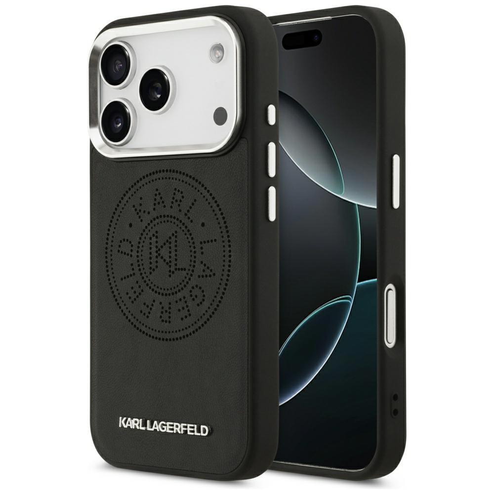 Futrola MagSafe za Apple iPhone 17 Pro Max, Karl Lagerfeld, Point & Metal Logo, Crna