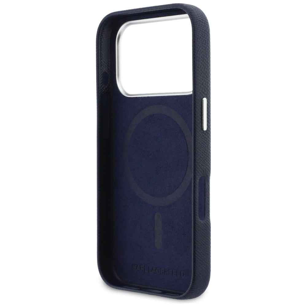 Futrola MagSafe za Apple iPhone 17 Pro Max, Karl Lagerfeld, Saffiano Karl & Choupette Pins, Plava