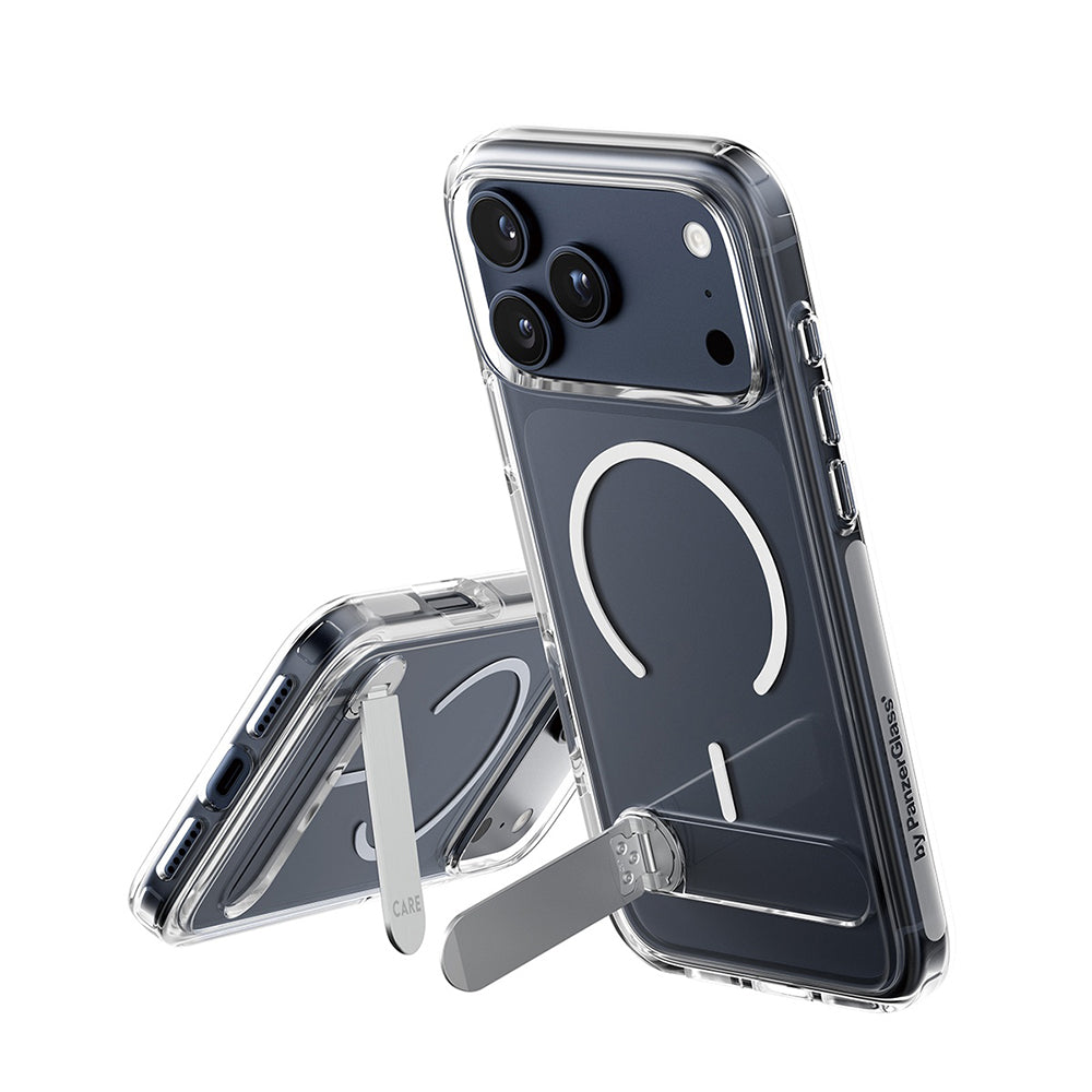 Futrola MagSafe za Apple iPhone 17 Pro Max, PanzerGlass, Care Feature Kickstand, Transparentna Bela