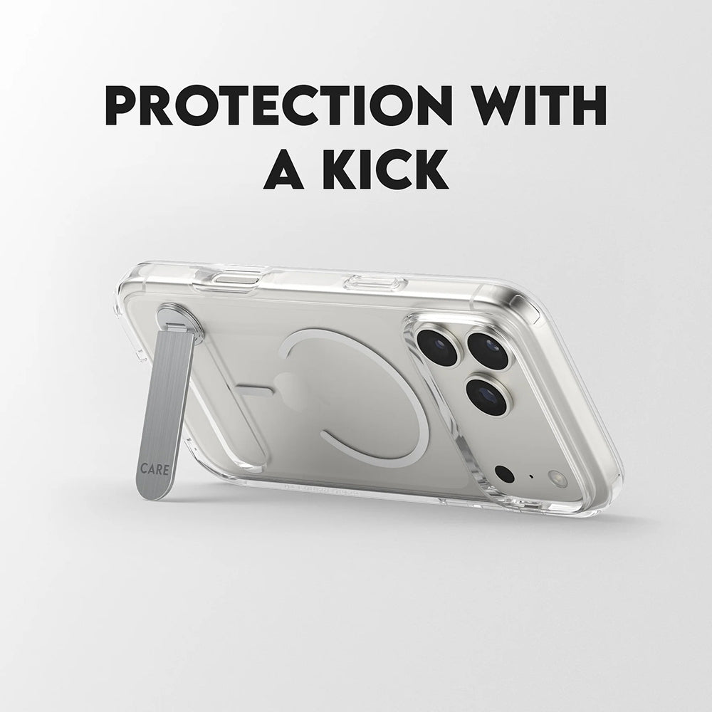 Futrola MagSafe za Apple iPhone 17 Pro Max, PanzerGlass, Care Feature Kickstand, Transparentna Bela