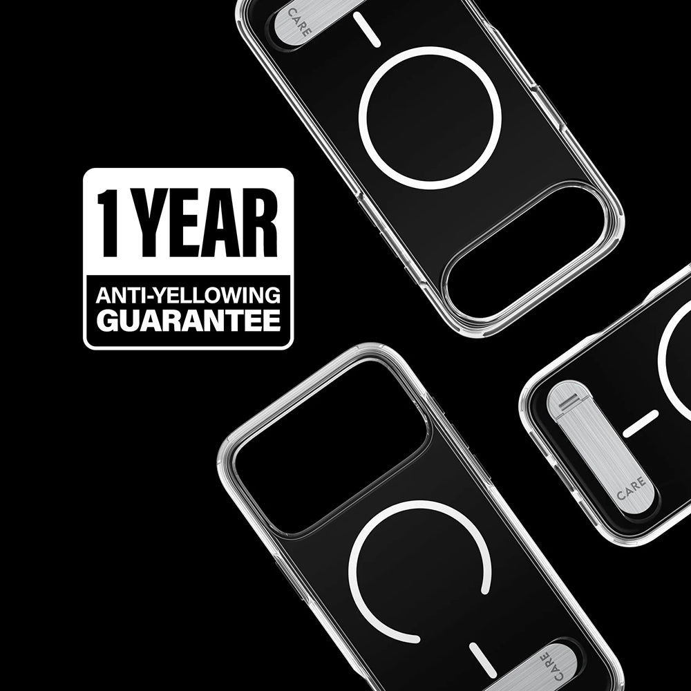 Futrola MagSafe za Apple iPhone 17 Pro Max, PanzerGlass, Care Feature Kickstand, Transparentna Bela
