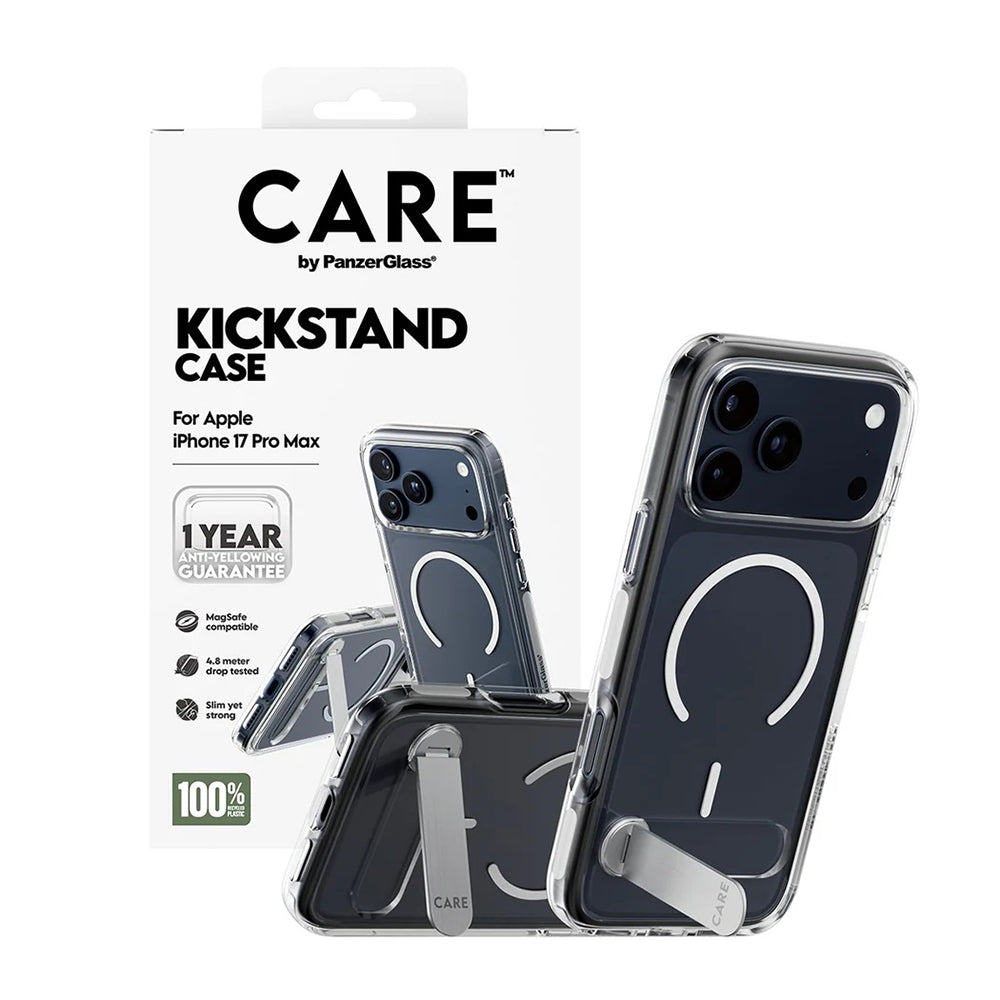 Futrola MagSafe za Apple iPhone 17 Pro Max, PanzerGlass, Care Feature Kickstand, Transparentna Bela