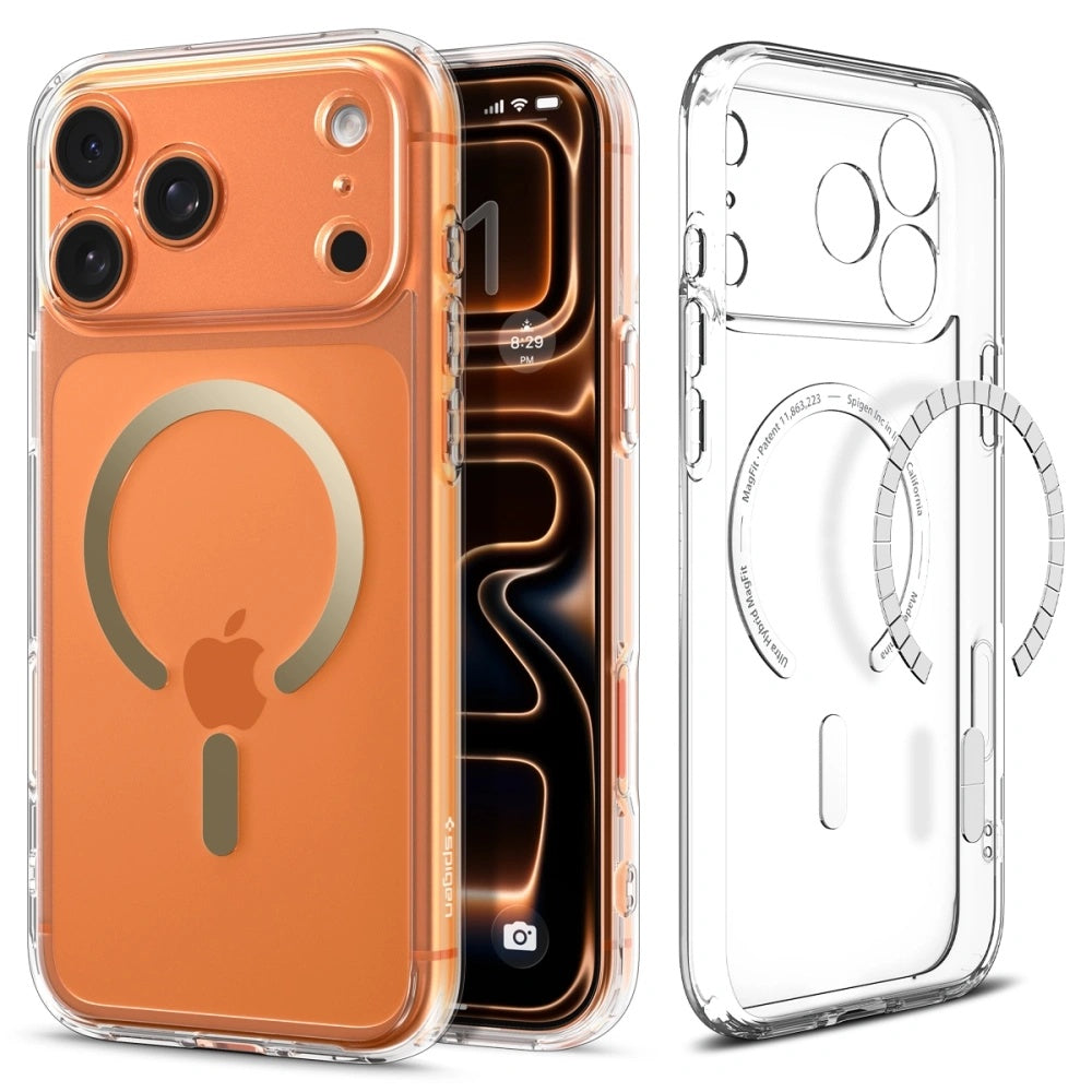 Futrola MagSafe za Apple iPhone 17 Pro Max, Spigen, Ultra Hybrid, Zlatno Transparentna
