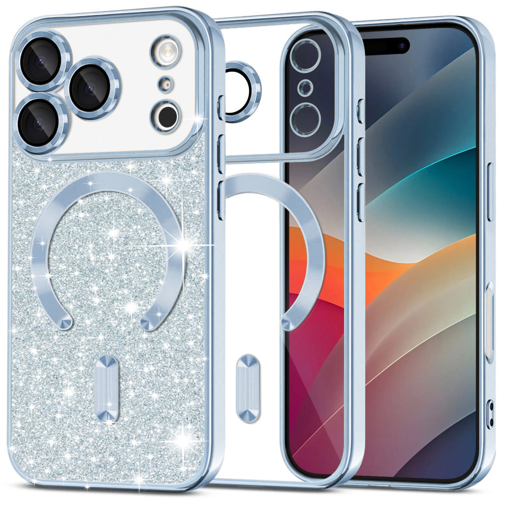 Futrola MagSafe za Apple iPhone 17 Pro Max, Techsuit, Luxury Glitter, Plava