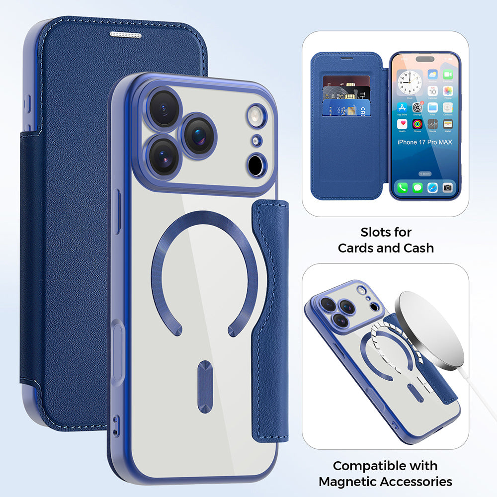 Futrola MagSafe za Apple iPhone 17 Pro Max, Techsuit, SmartMag Book, Plava
