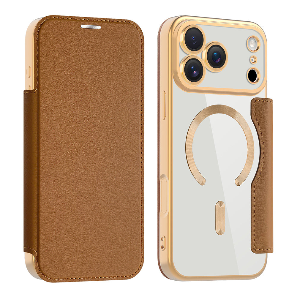 Futrola MagSafe za Apple iPhone 17 Pro Max, Techsuit, SmartMag Book, Braon