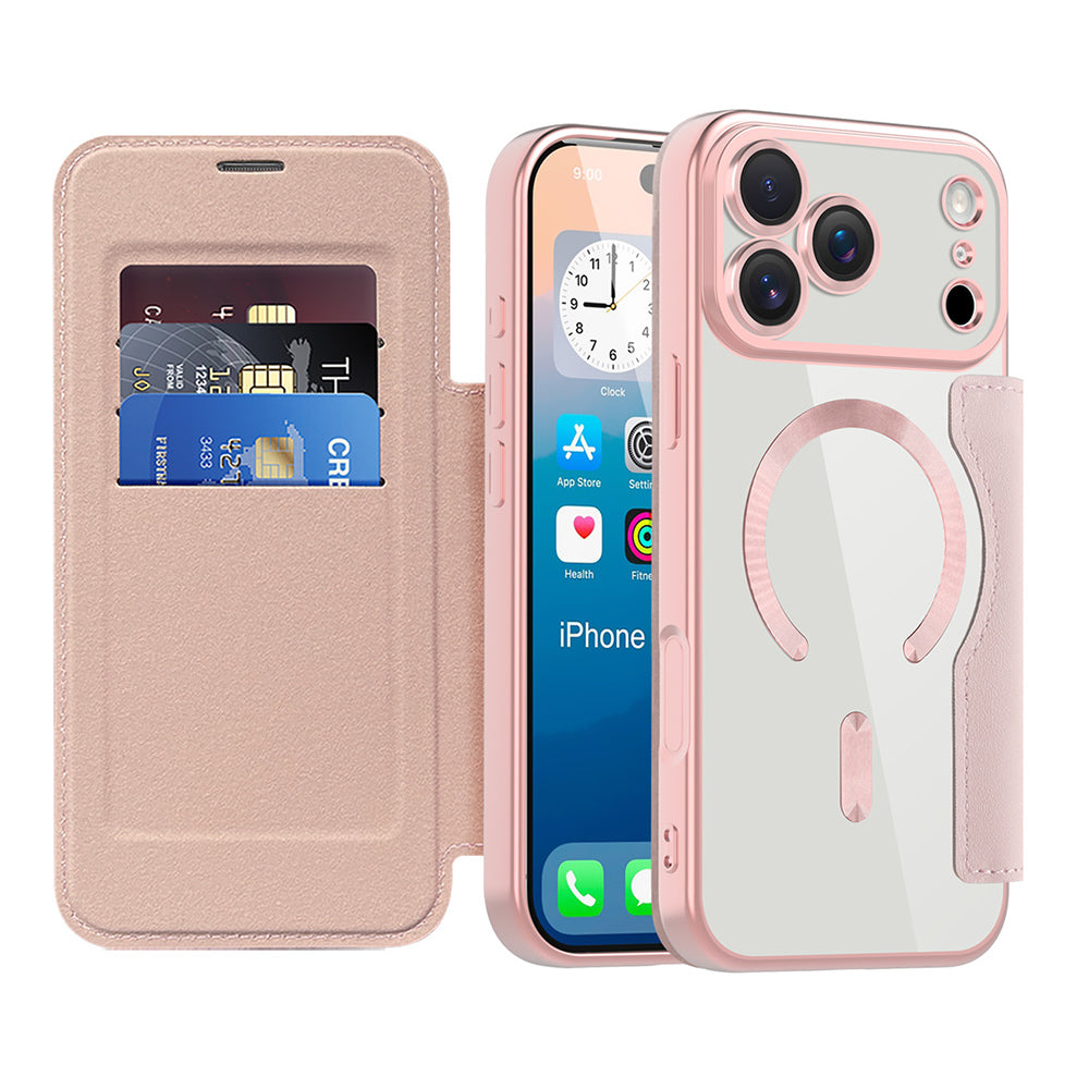 Futrola MagSafe za Apple iPhone 17 Pro Max, Techsuit, SmartMag Book, Roze