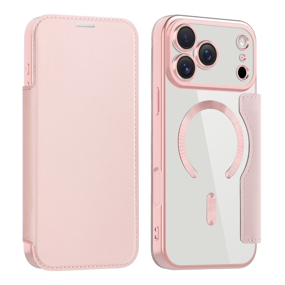 Futrola MagSafe za Apple iPhone 17 Pro Max, Techsuit, SmartMag Book, Roze