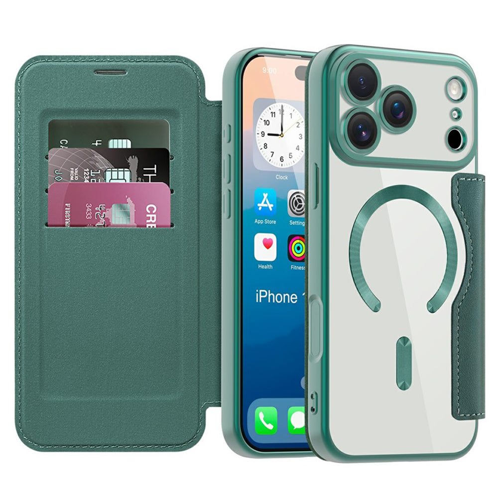 Futrola MagSafe za Apple iPhone 17 Pro Max, Techsuit, SmartMag Book, Zelena