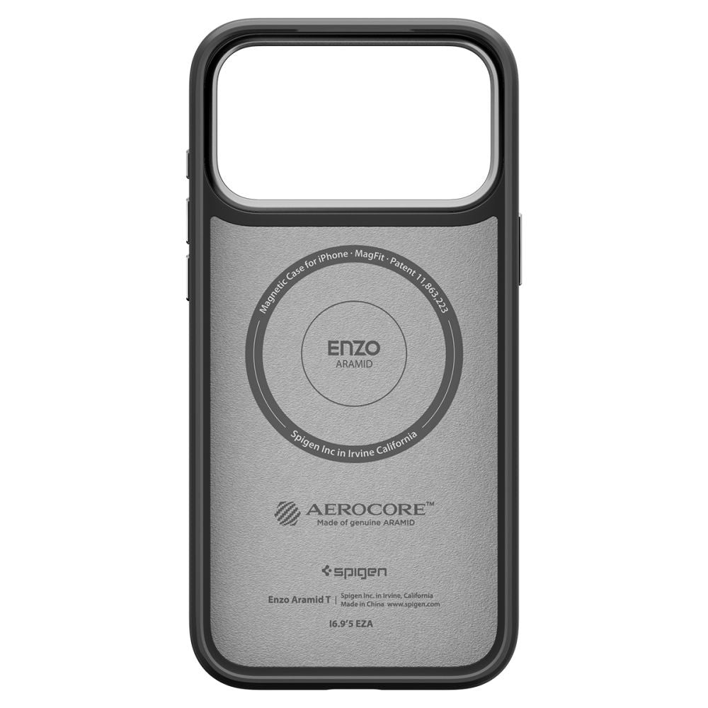 Husa MagSafe za Apple iPhone 17 Pro, Spigen, Enzo Aramid T, Crno Srebrna ACS09958