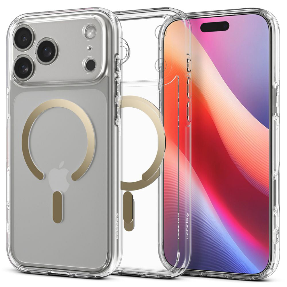 Futrola MagSafe za Apple iPhone 17 Pro, Spigen, Ultra Hybrid, Zlatno Transparentna